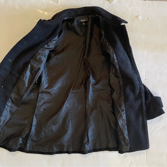 Black Button-front Felt Satin Lined Girls Midi Jacket - Picture 7 of 9